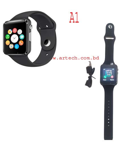 A1 Smart Mobile Watch Touch Display Camera Direct Calling Option Sms  - Black image